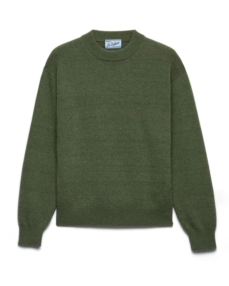 Prada Rundhalspullover Aus Re-kaschmir, Herren, Waldgrün, Größe Waldgrün