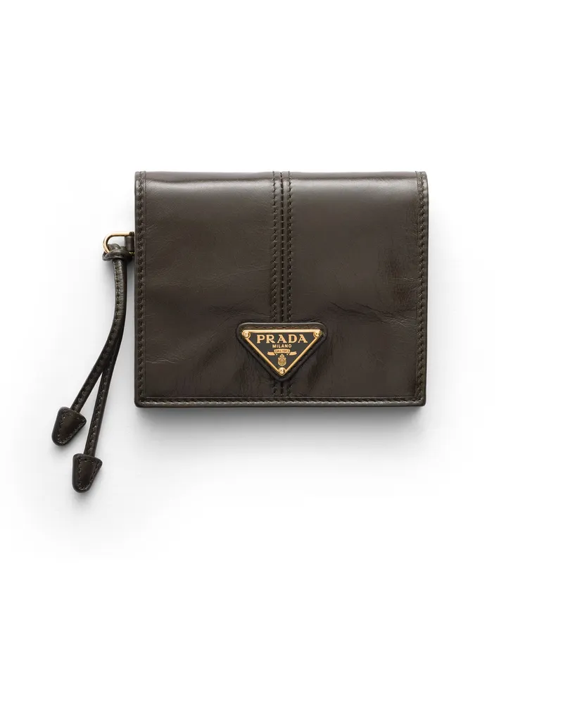Prada Kleine Geldbörse Aus Leder, Damen, Waldgrün Waldgrün