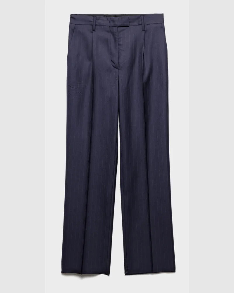 Prada Nadelstreifenhose aus Wolle Blau