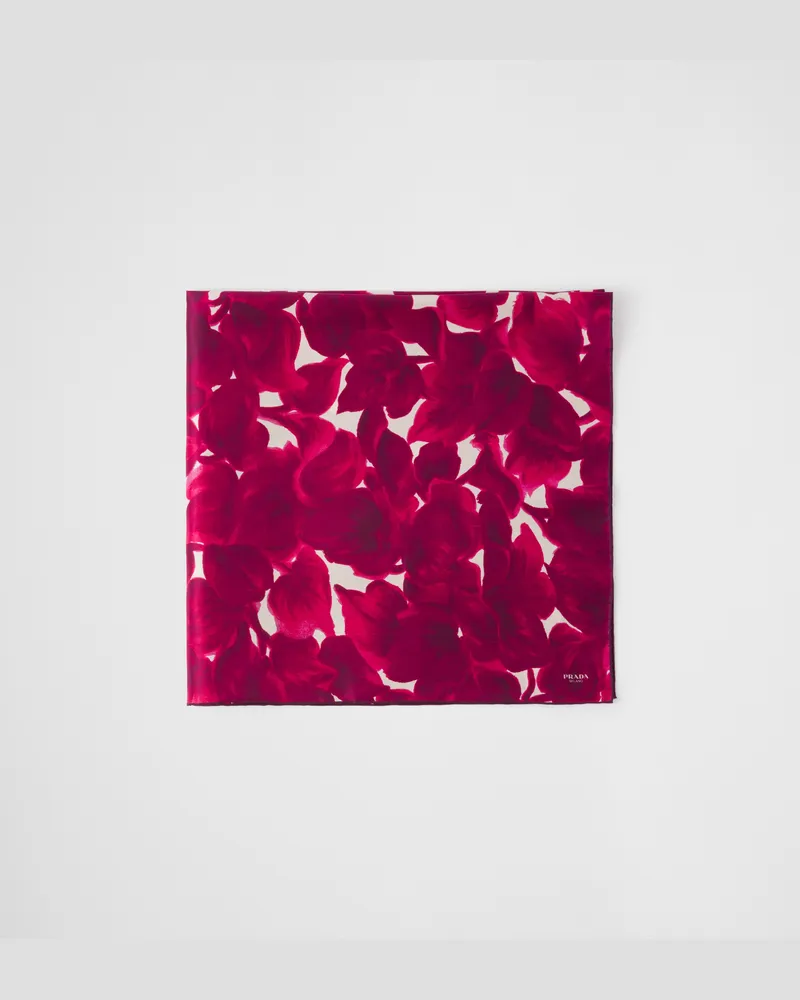 Prada Schal aus Shantung-Seide mit Print, 90 x 90 Alpenveilchen