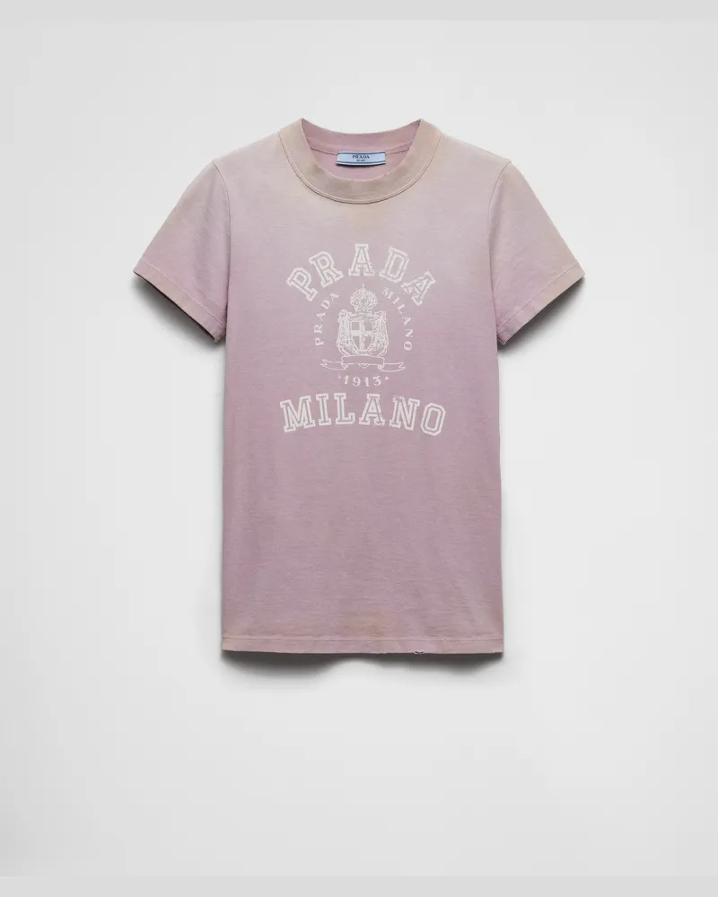 Prada Bedrucktes T-Shirt aus Jersey Malve