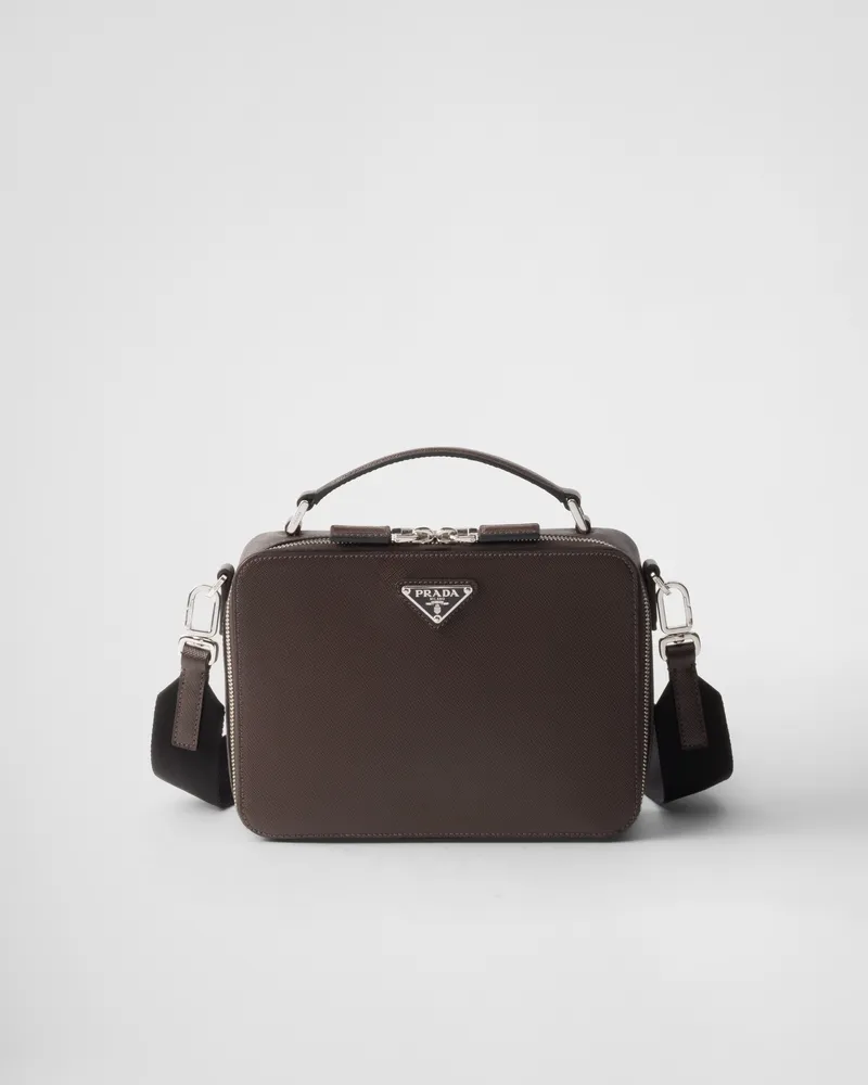 Prada Brique Tasche aus Saffiano-Leder Kaffeebraun