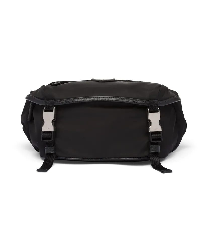 Prada Schultertasche Aus Re-nylon Und Saffiano-leder, Herren, Schwarz Schwarz