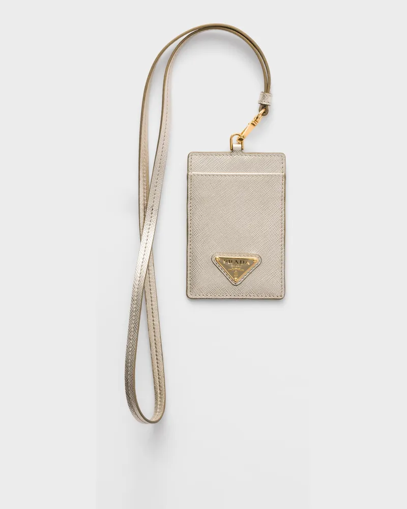 Prada Ausweisetui aus Saffiano Leder Pyrit
