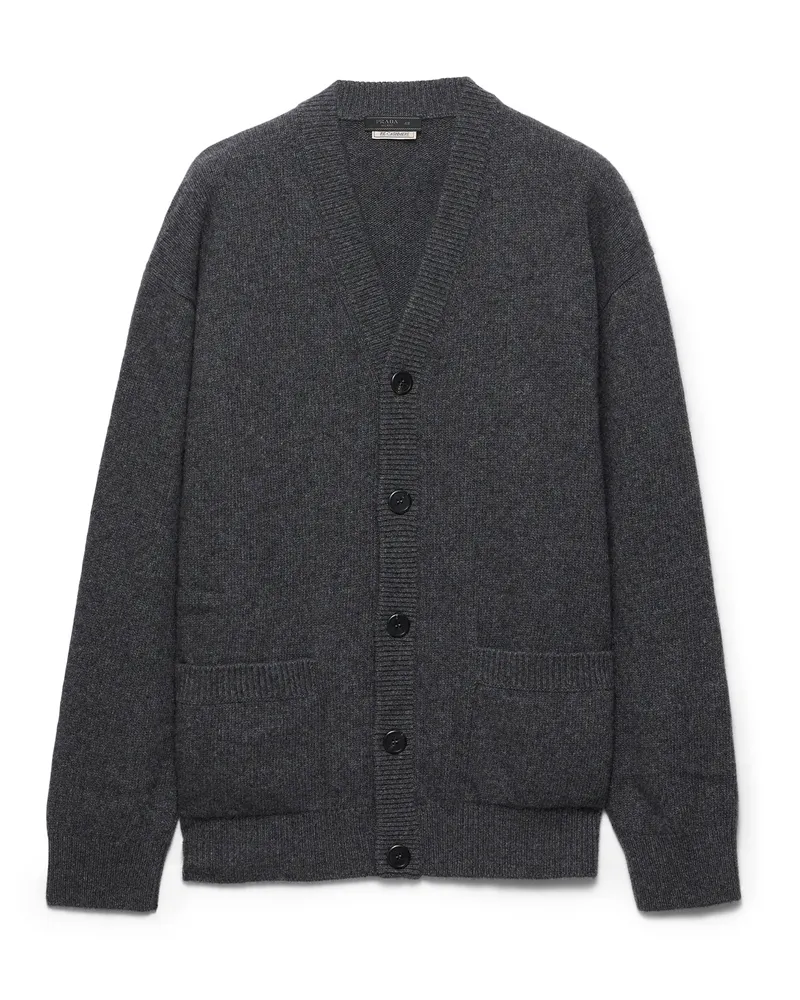 Prada Strickjacke Aus Re-kaschmir, Herren, Schiefergrau, Größe Schiefergrau