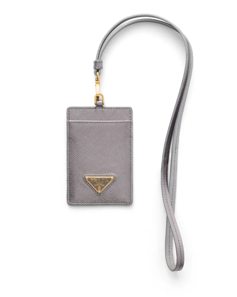 Prada Ausweisetui Aus Saffiano Leder, Damen, Chrom Chrom