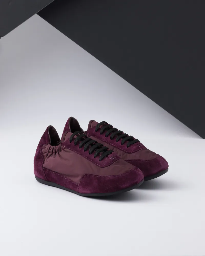 Prada Elastische Collapse Sneaker Aus Re-nylon Und Wildleder, Herren, Burgunderrot, Größe 12 Burgunderrot