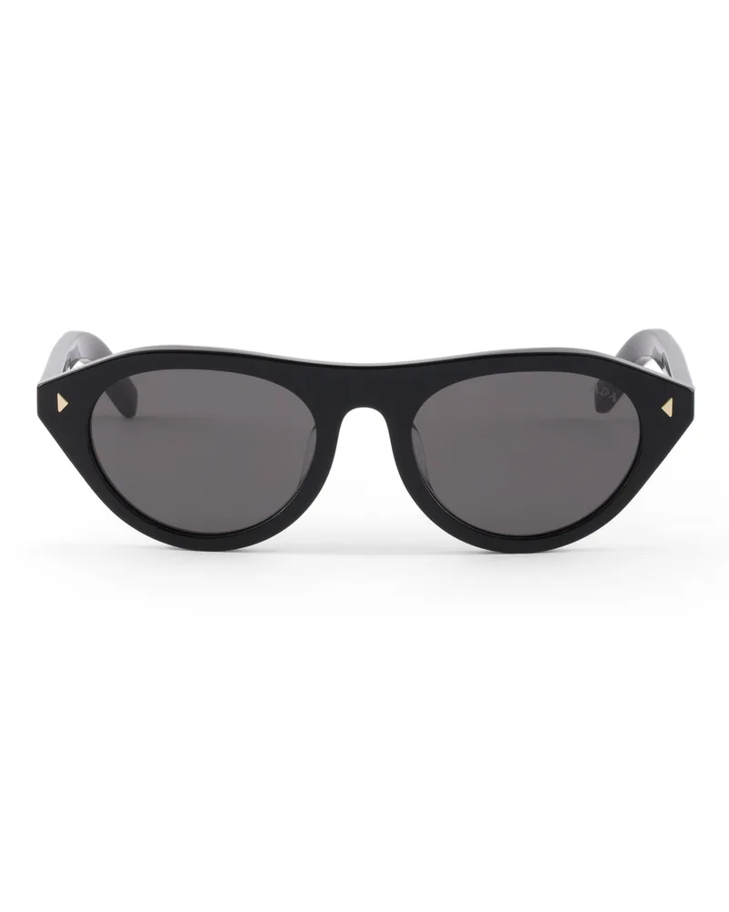Prada Sonnenbrille Mit Der Ikonischen Metallplakette, Damen, Gläser Grau Krist Gläser