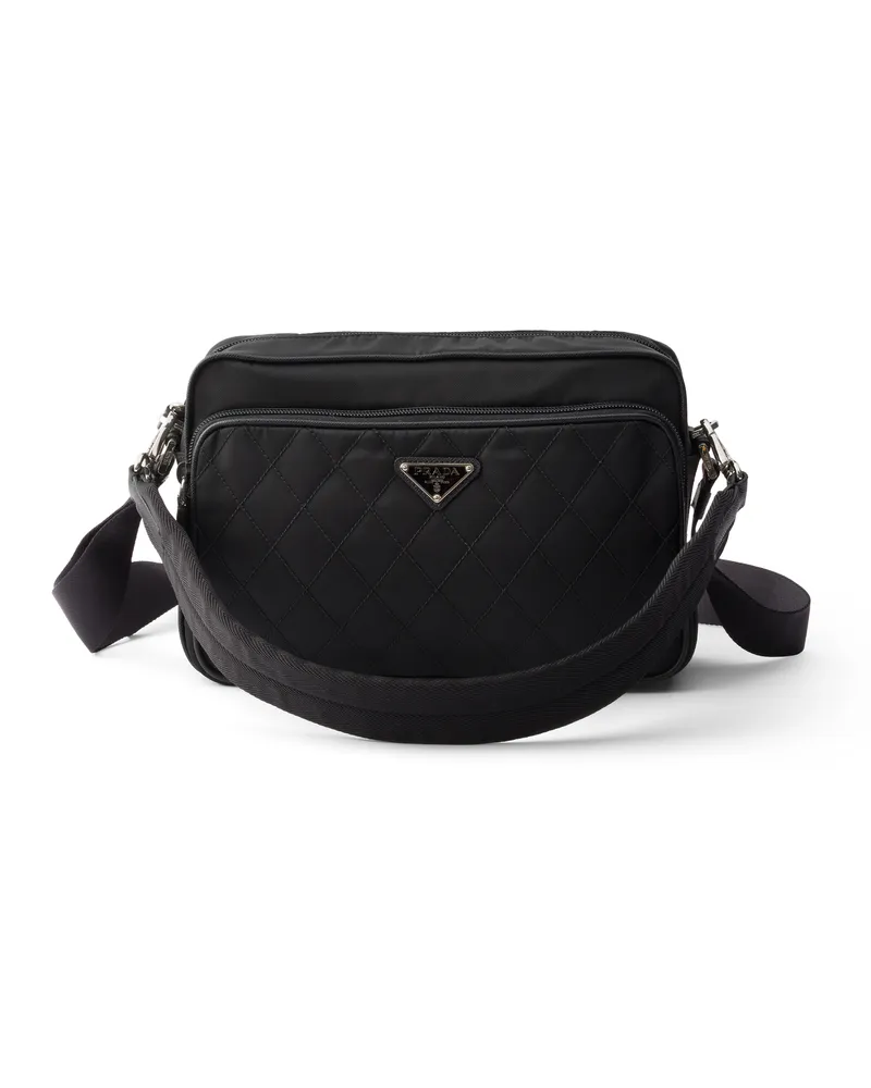Prada Re-nylon And Leather Shoulder Bag, Herren, Schwarz Schwarz