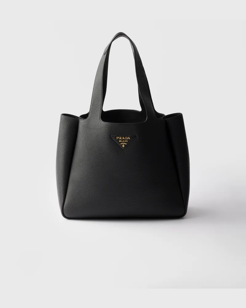 Prada Mittelgroße Tote Bag aus Leder Schwarz