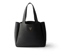 Mittelgroße Tote Bag Aus Leder, Damen, Schwarz