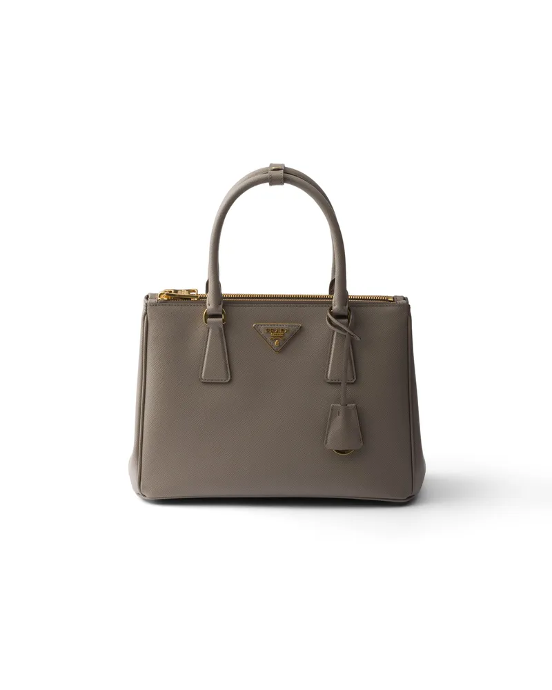 Prada Mittelgroße  Galleria Tasche Aus Saffiano-leder, Damen, Lehmgrau Lehmgrau