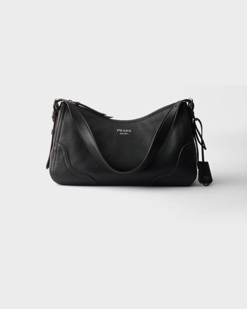 Prada Große  Aimée Schultertasche aus Leder Schwarz