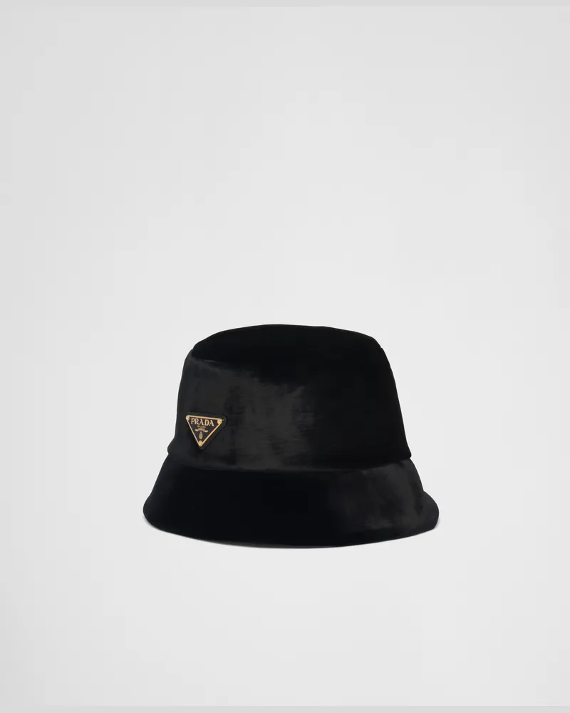 Prada Fischerhut aus Samt Schwarz
