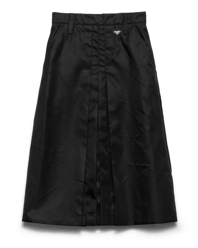 Prada Ausgestellter Rock Aus Re-nylon, Damen, Schwarz, Größe Schwarz