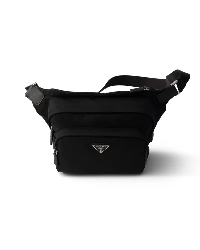 Prada Schultertasche Aus Re-nylon Und Leder, Herren, Schwarz Schwarz