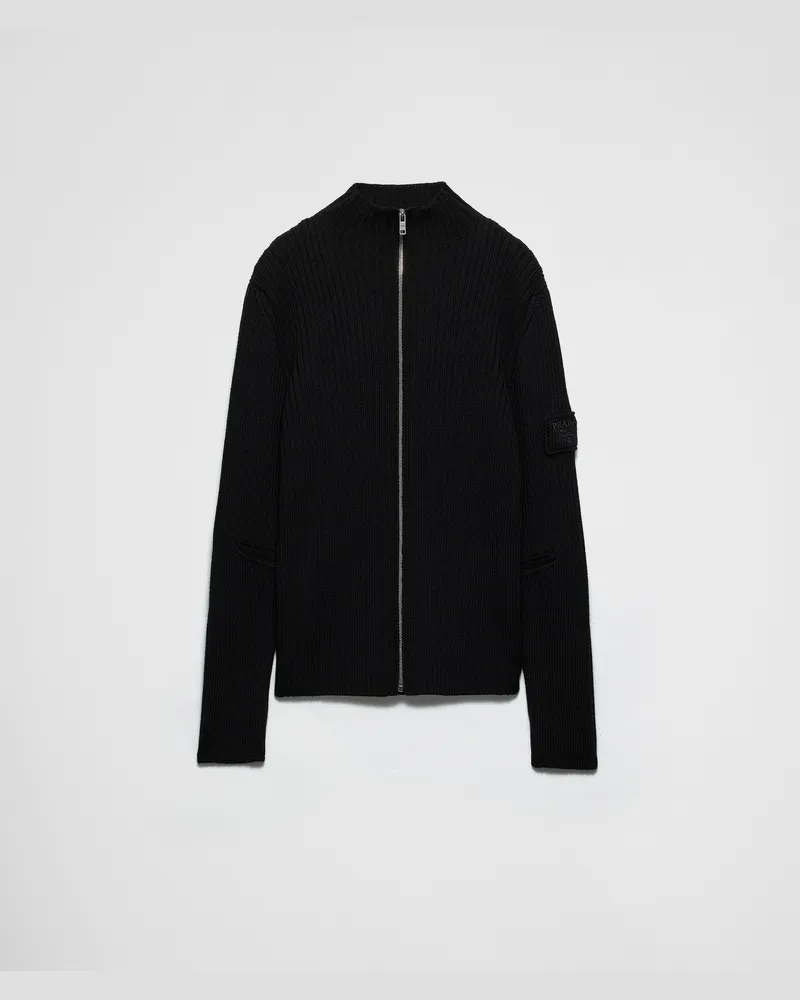 Prada Strickjacke aus Wolle Schwarz
