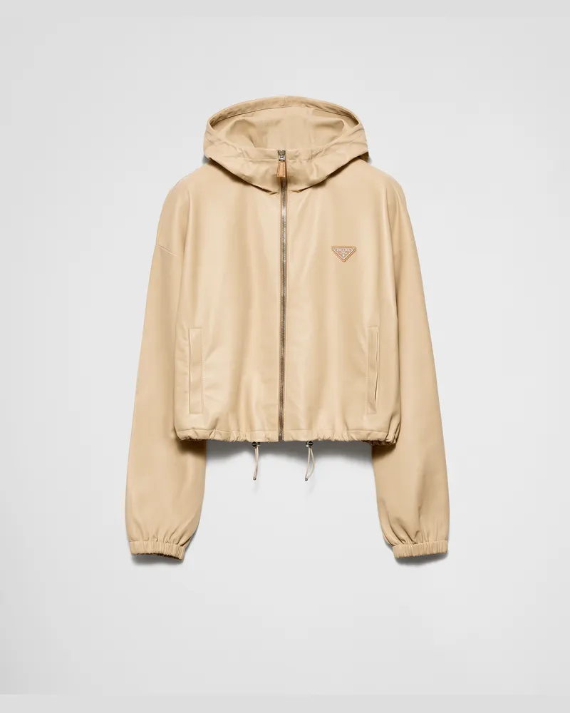 Prada Jacke aus Nappa-Leder Sandbeige