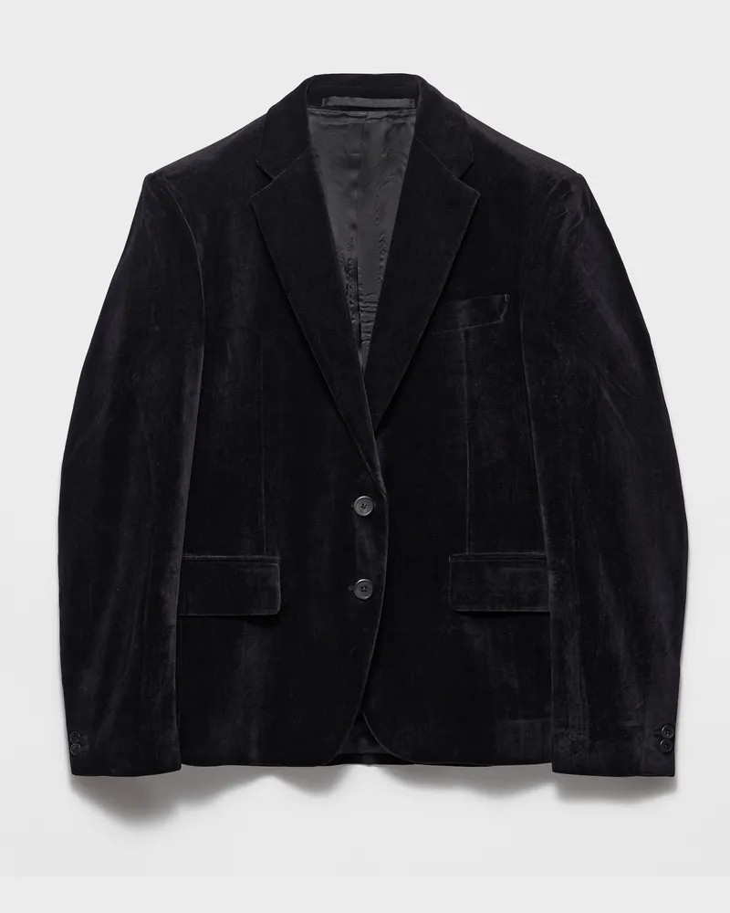 Prada Einreihige Jacke aus Samt Schwarz