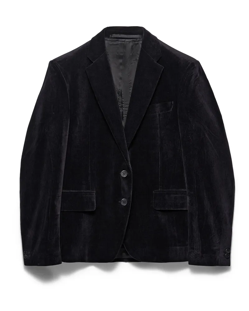 Prada Einreihige Jacke Aus Samt, Damen, Schwarz, Größe Schwarz