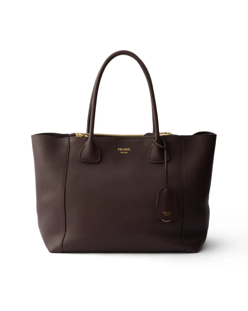 Prada Große Tote Bag Aus Leder, Damen, Bruyèreholz Bruyèreholz