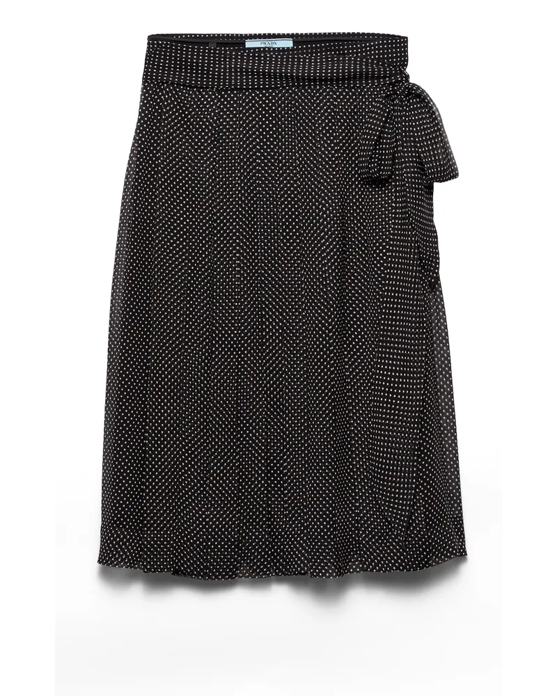Prada Wickelrock Aus Bedrucktem Chiffon, Damen, Schwarz, Größe Schwarz