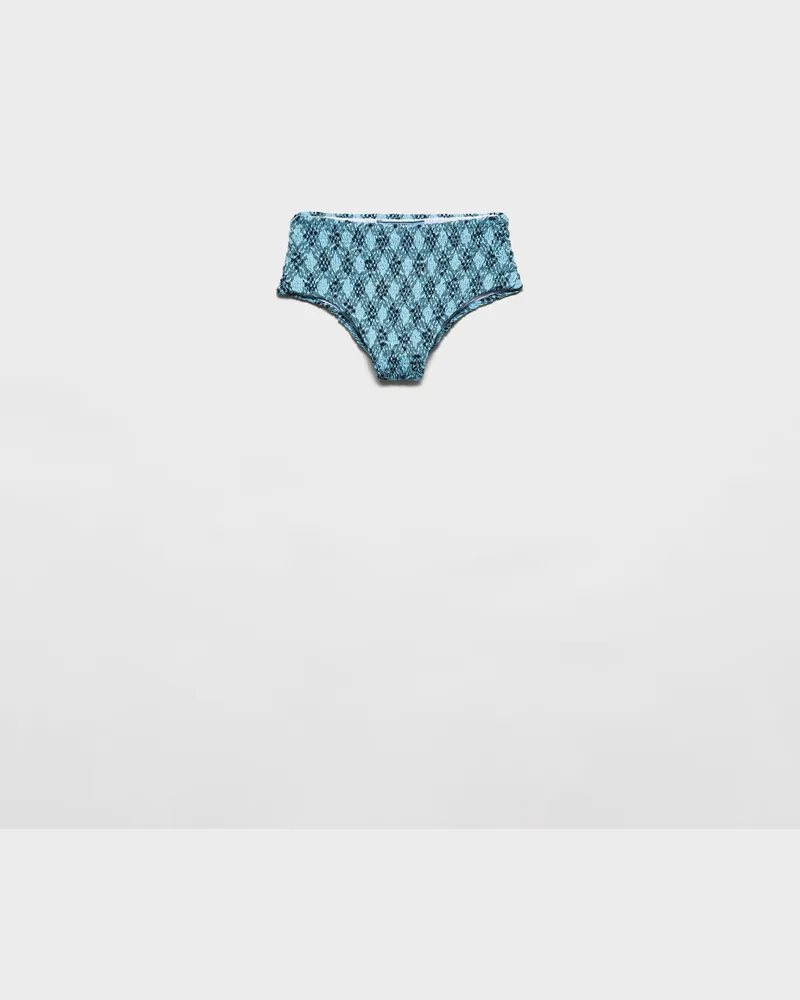 Prada Bikini-Unterteil aus Jersey mit Karo-Print Anis