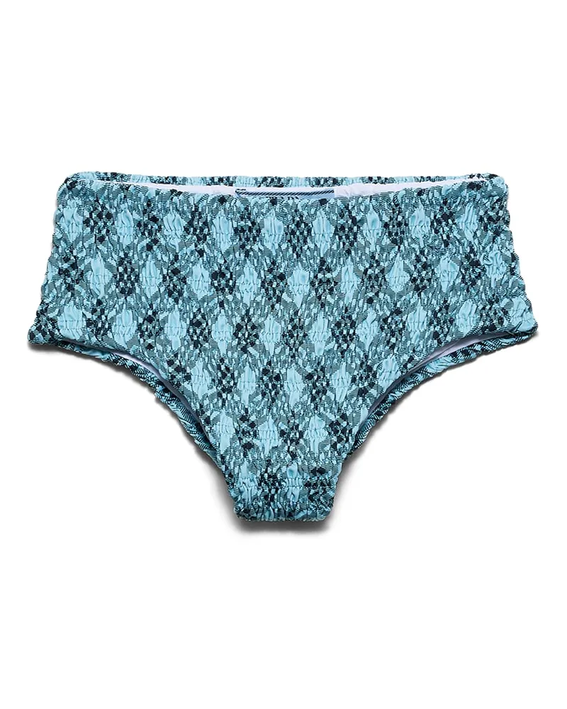 Prada Bikini-unterteil Aus Jersey Mit Karo-print, Damen, Anis, Größe Anis