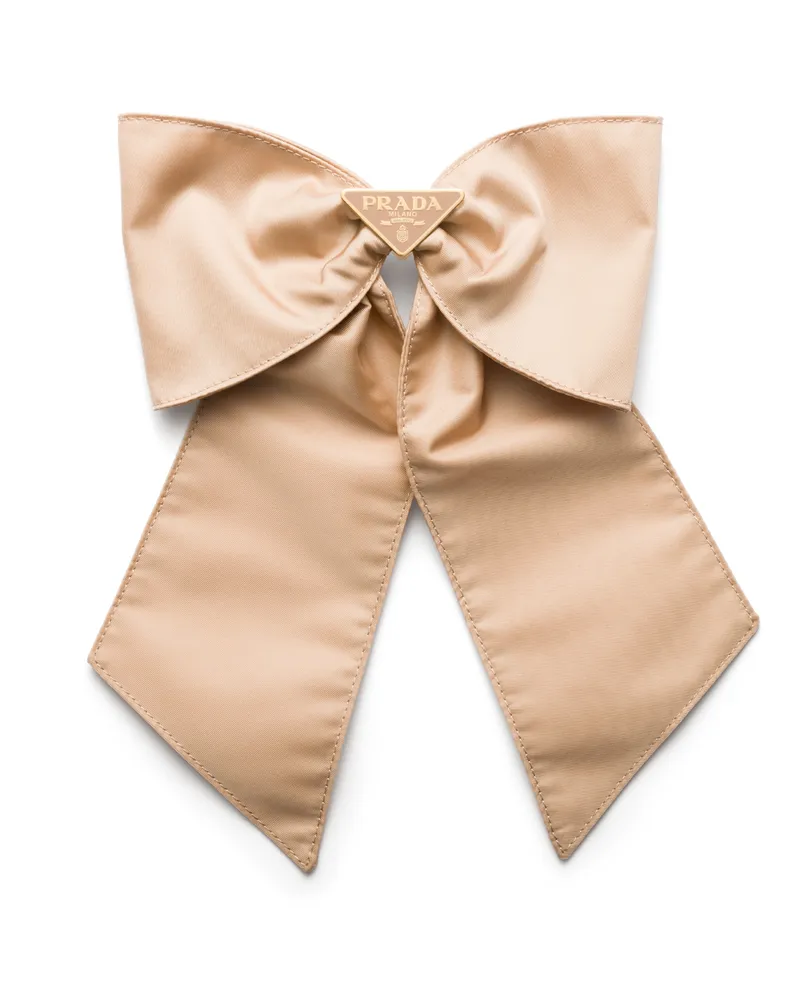 Prada Haarspange Aus Re-nylon, Damen, Cameo/beige Cameo