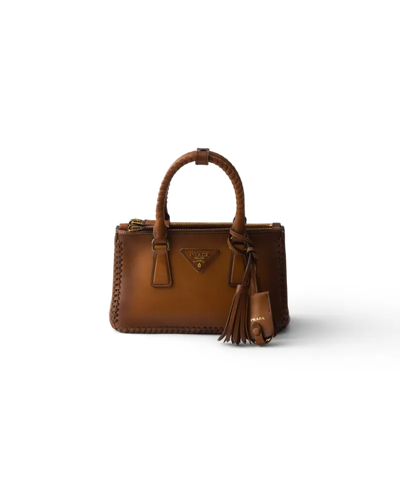 Prada Galleria Mini Bag Aus Leder, Damen, Cognac Cognac