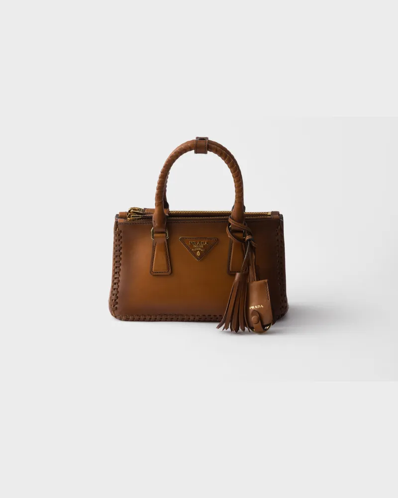 Prada Galleria Mini Bag aus Leder Cognac