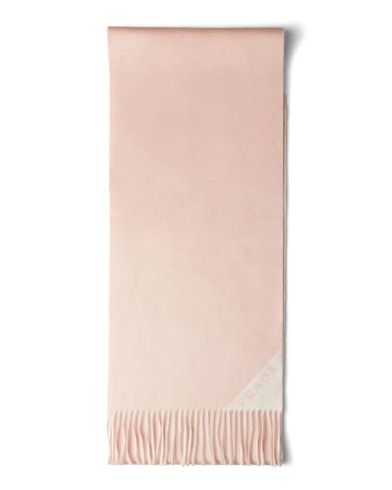 Prada Schal Aus Kaschmir-doppelgewebe, Damen, Seerose/kalkweiß Seerose