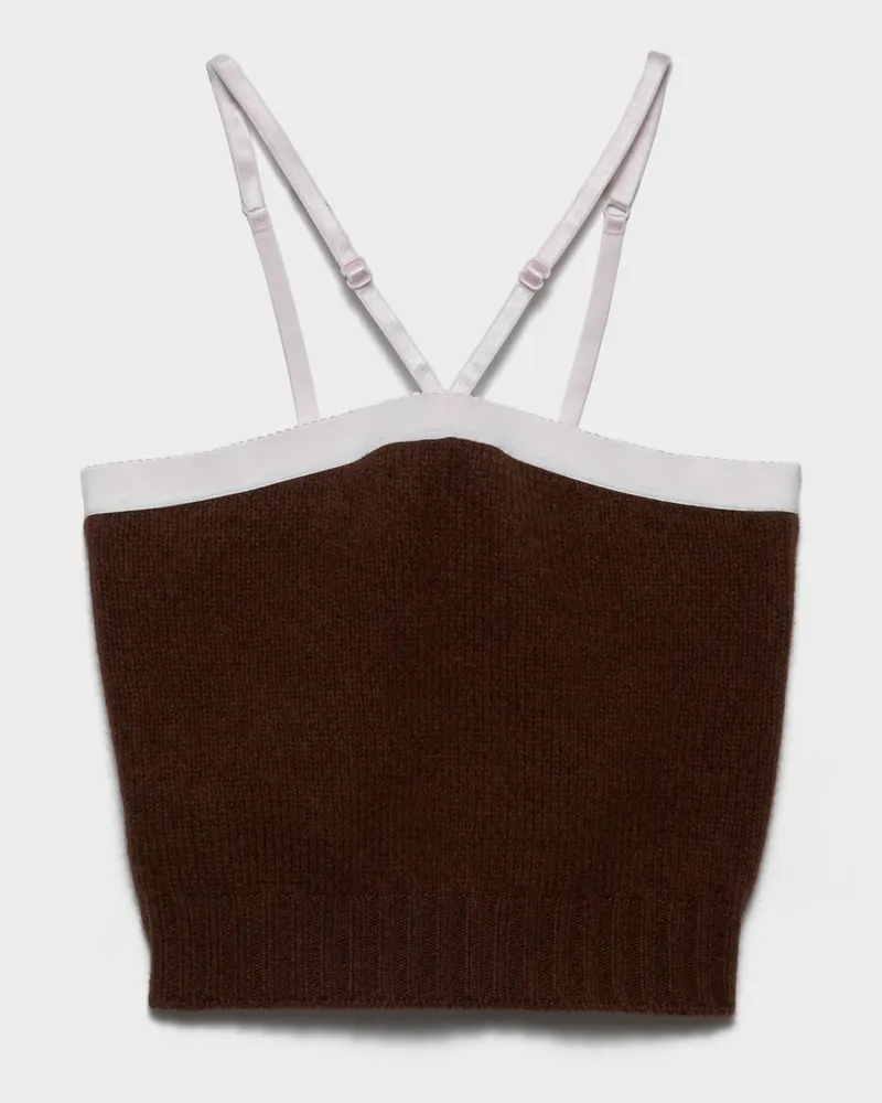 Prada Top aus Kaschmir und Wolle Dunkelbraun