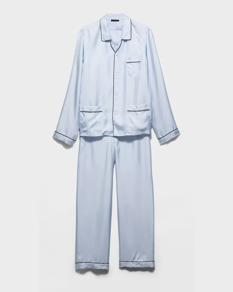 Prada Pyjama aus Seidentwill Astro-blau