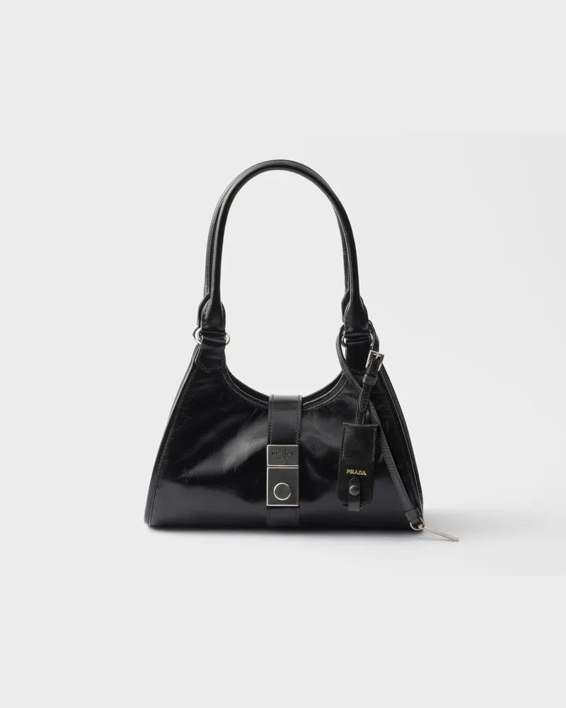 Prada Kleine Tote Bag aus Leder Schwarz