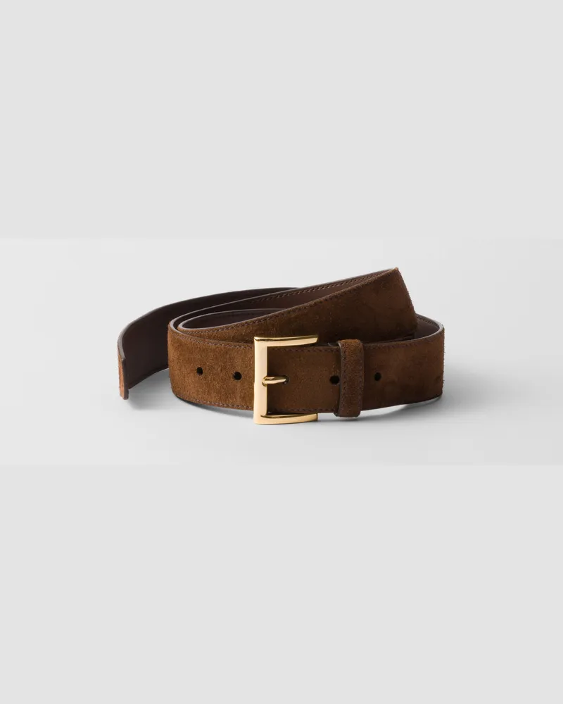 Prada Gürtel aus Wildleder Kakaobraun