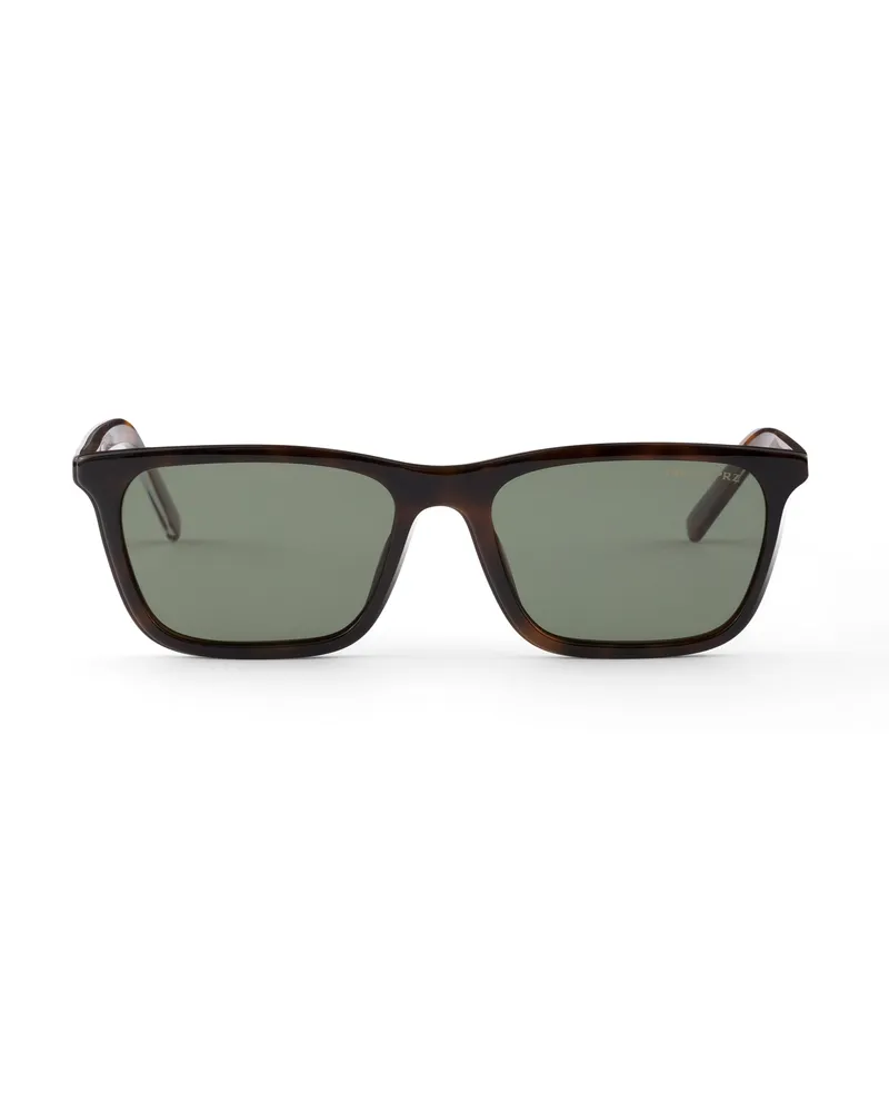 Prada Sonnenbrille Mit Der Ikonischen Metallplakette, Herren, Polarisierte Gläser In Flaschengrün Polarisierte