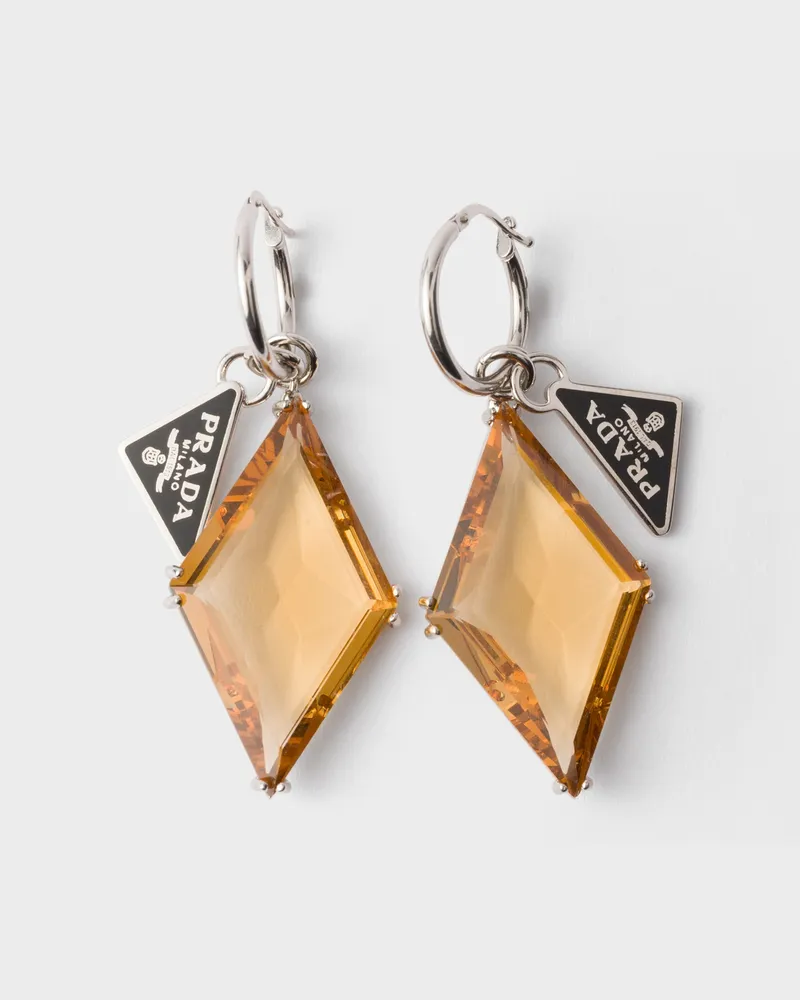 Prada Ohrringe aus Metall und Glas Topas
