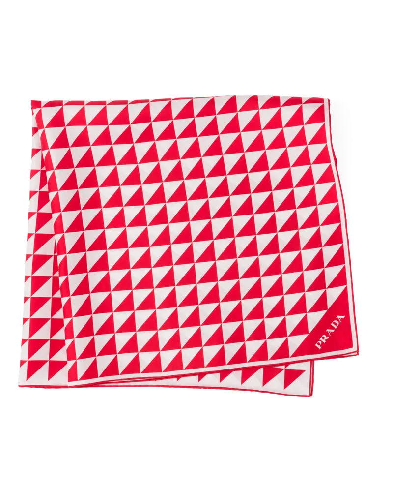 Prada Schal aus Seidentwill mit Print, 90 x 90 Rot