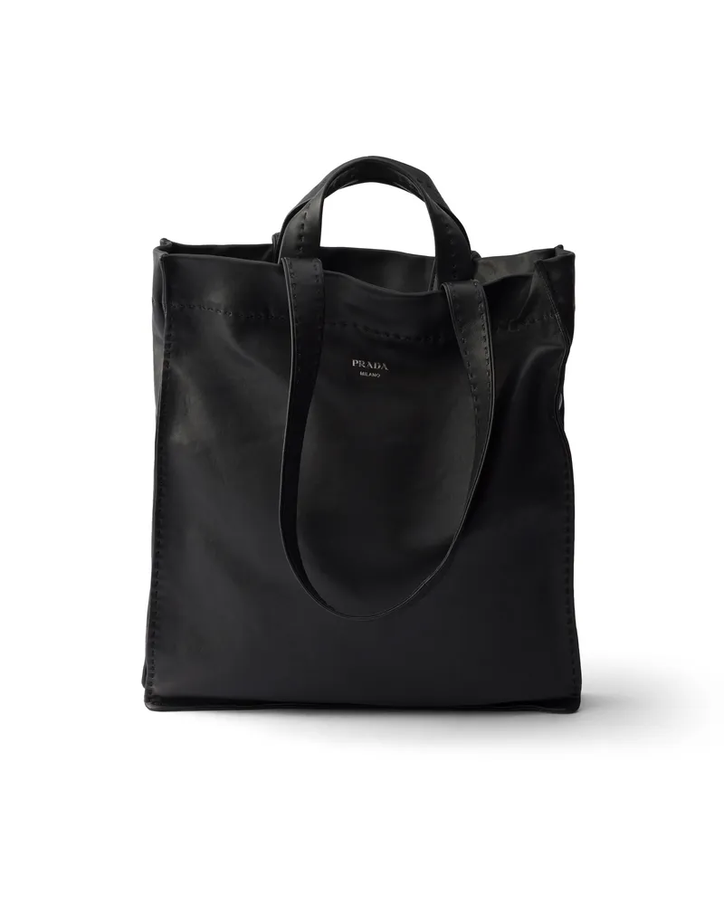 Prada Tote Bag Aus Nappaleder, Herren, Schwarz Schwarz