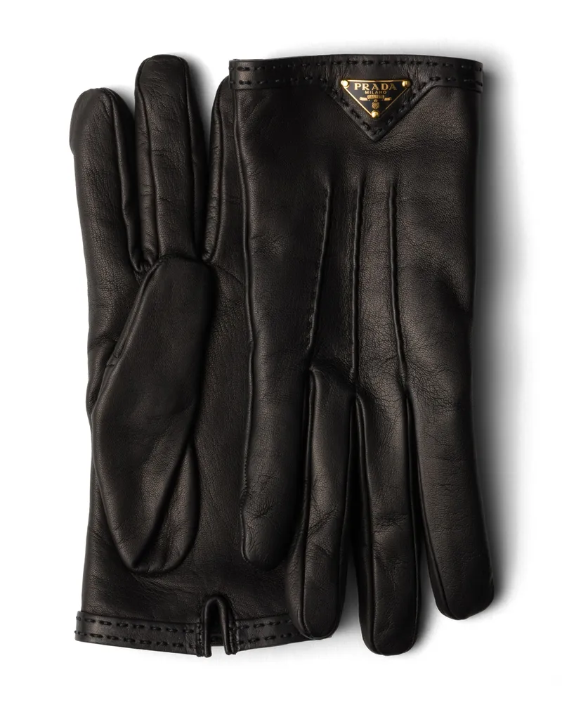 Prada Lederhandschuhe, Damen, Schwarz, Größe 8 Schwarz