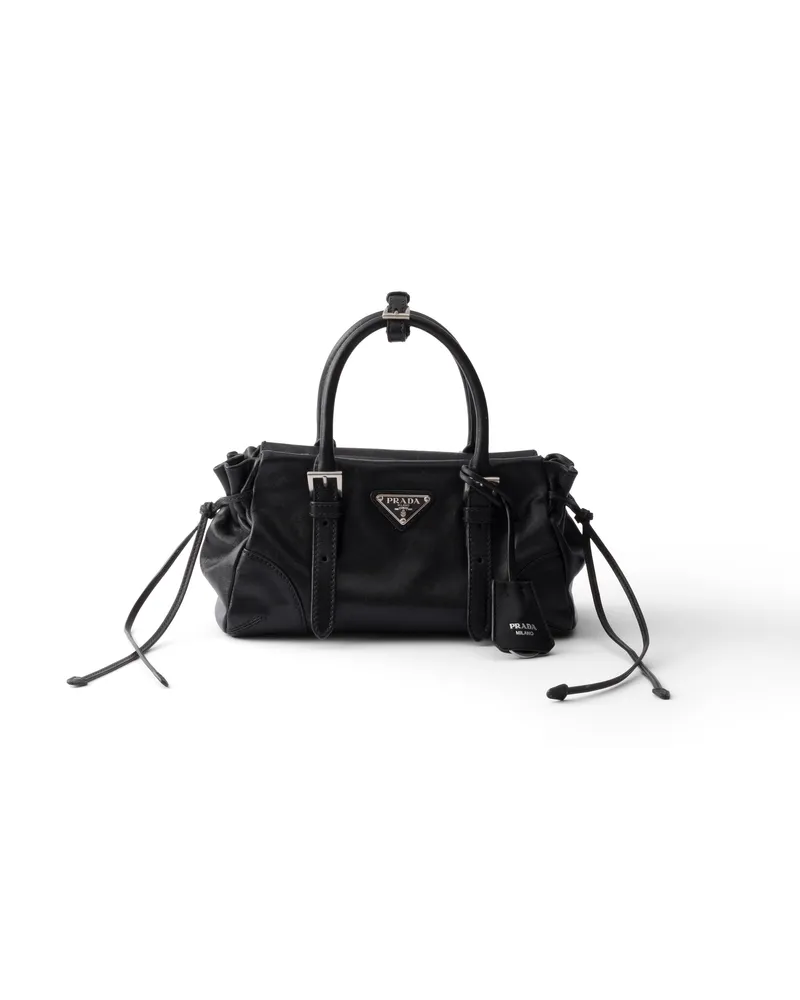 Prada Kleine  Bonnie Tasche Aus Leder, Damen, Schwarz Schwarz