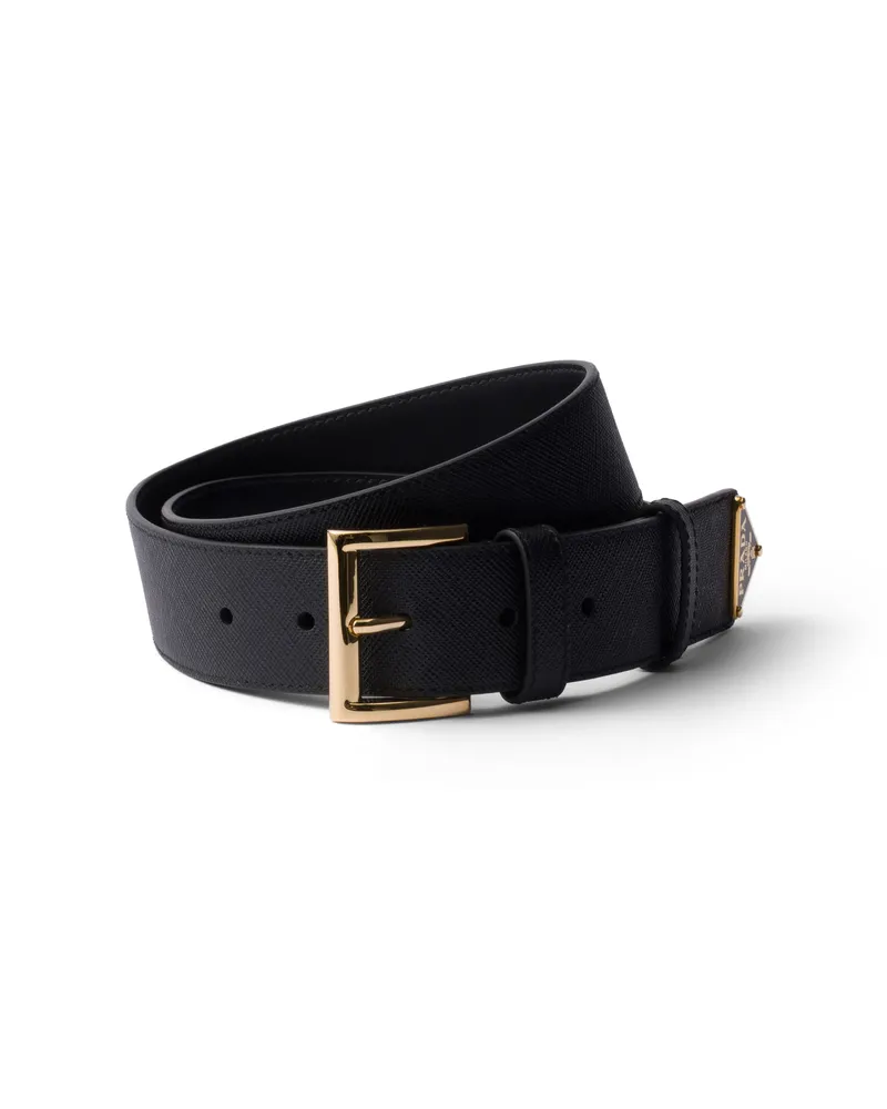 Prada Gürtel Aus Saffiano-leder, Damen, Schwarz, Größe Schwarz