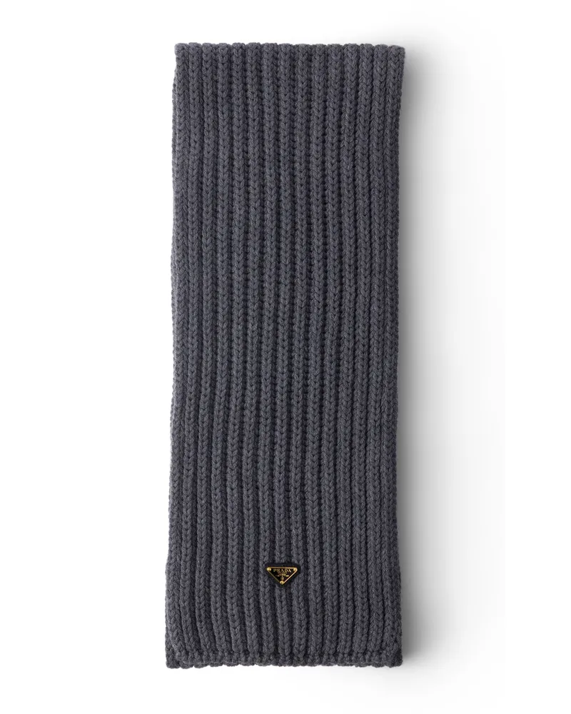 Prada Schal Aus Wolle, Damen, Schiefergrau Schiefergrau