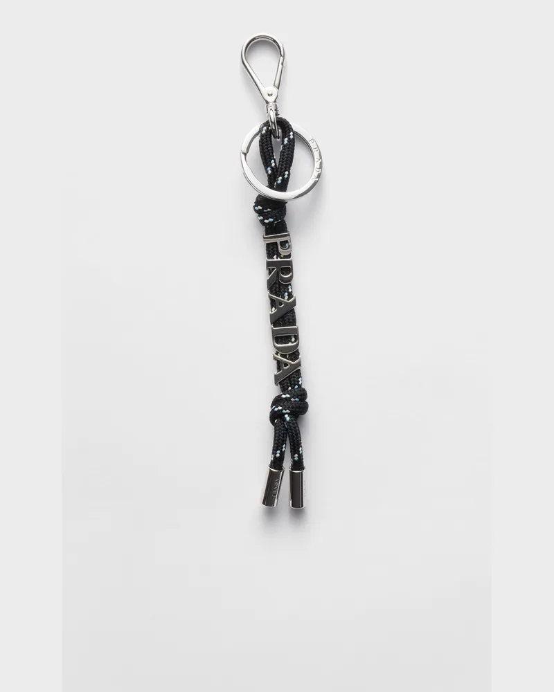 Prada Speedrock Schlüsselring aus Kordel Schwarz