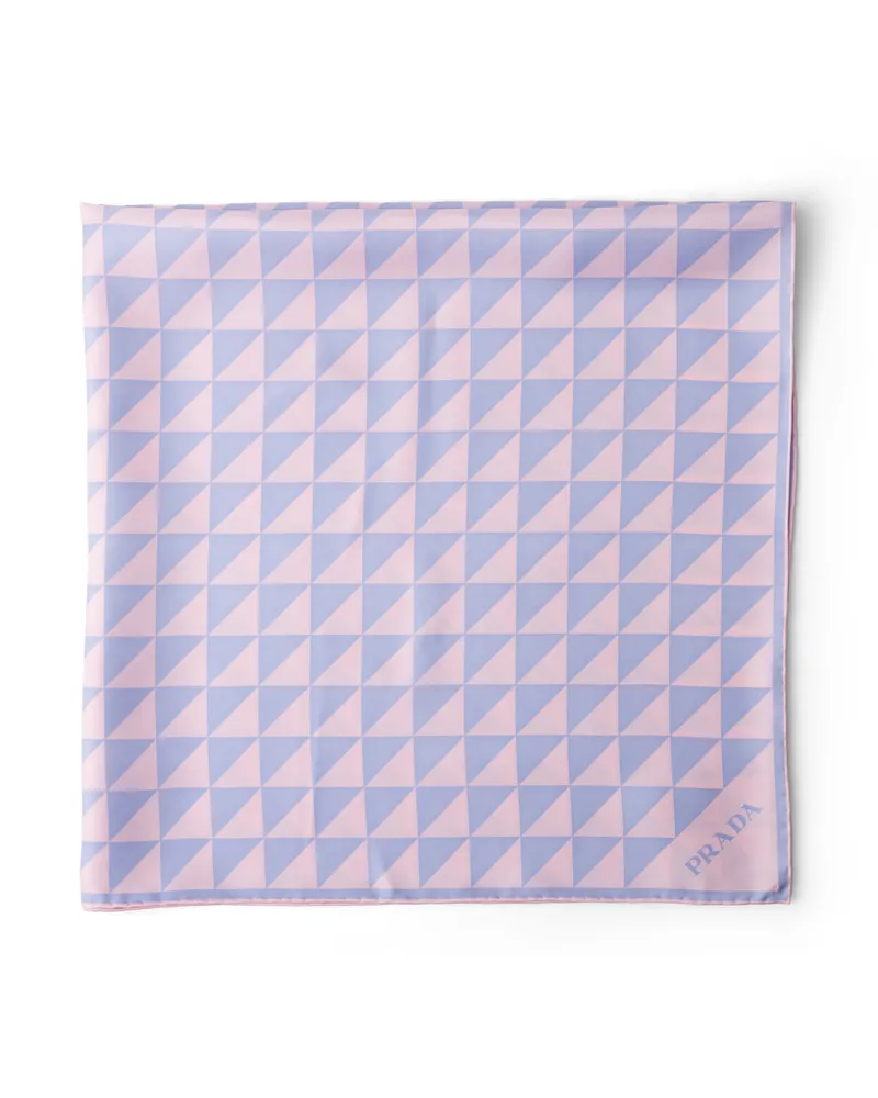 Prada Schal Aus Seidentwill Mit Print, 90 x 90, Damen, Blütenblatt/glyzinie Blütenblatt