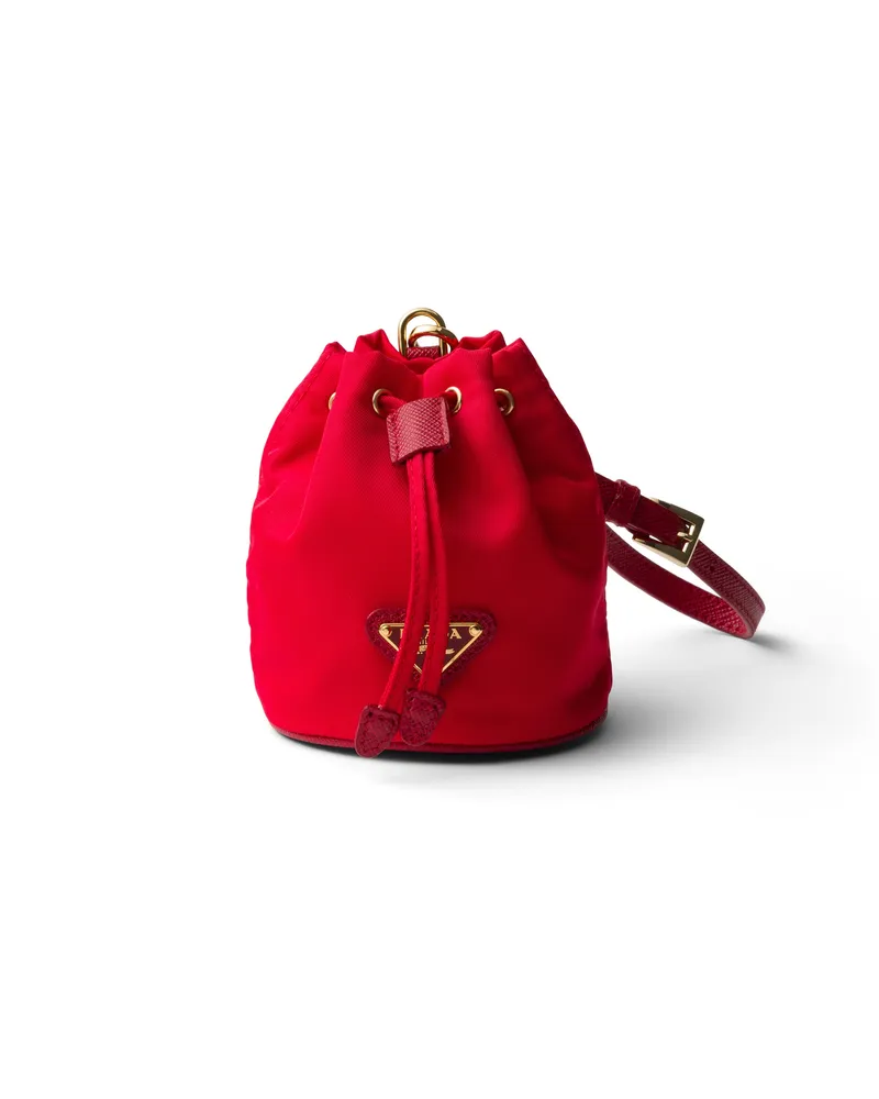 Prada Mini-icon-schlüsselanhänger Aus Re-nylon, Damen, Rot Rot