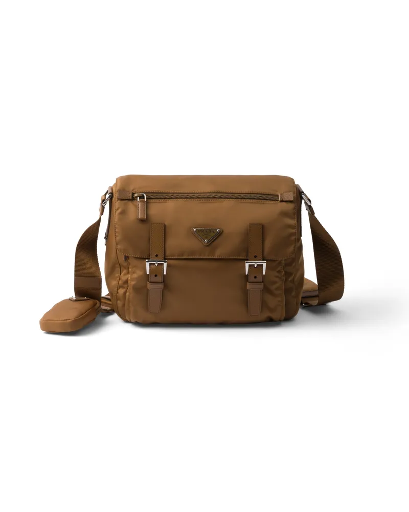 Prada Schultertasche Aus Re-nylon, Damen, Brandy Brandy