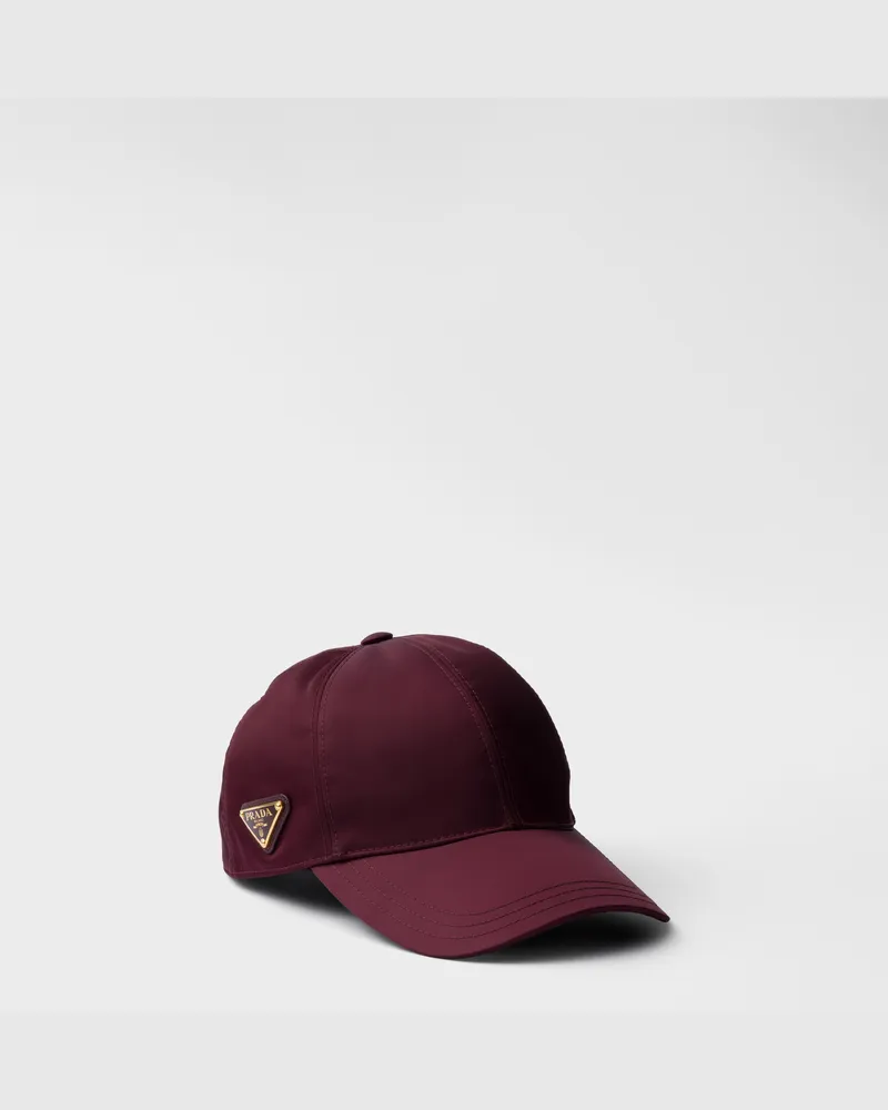 Prada Baseballkappe aus Re-Nylon Burgunderrot