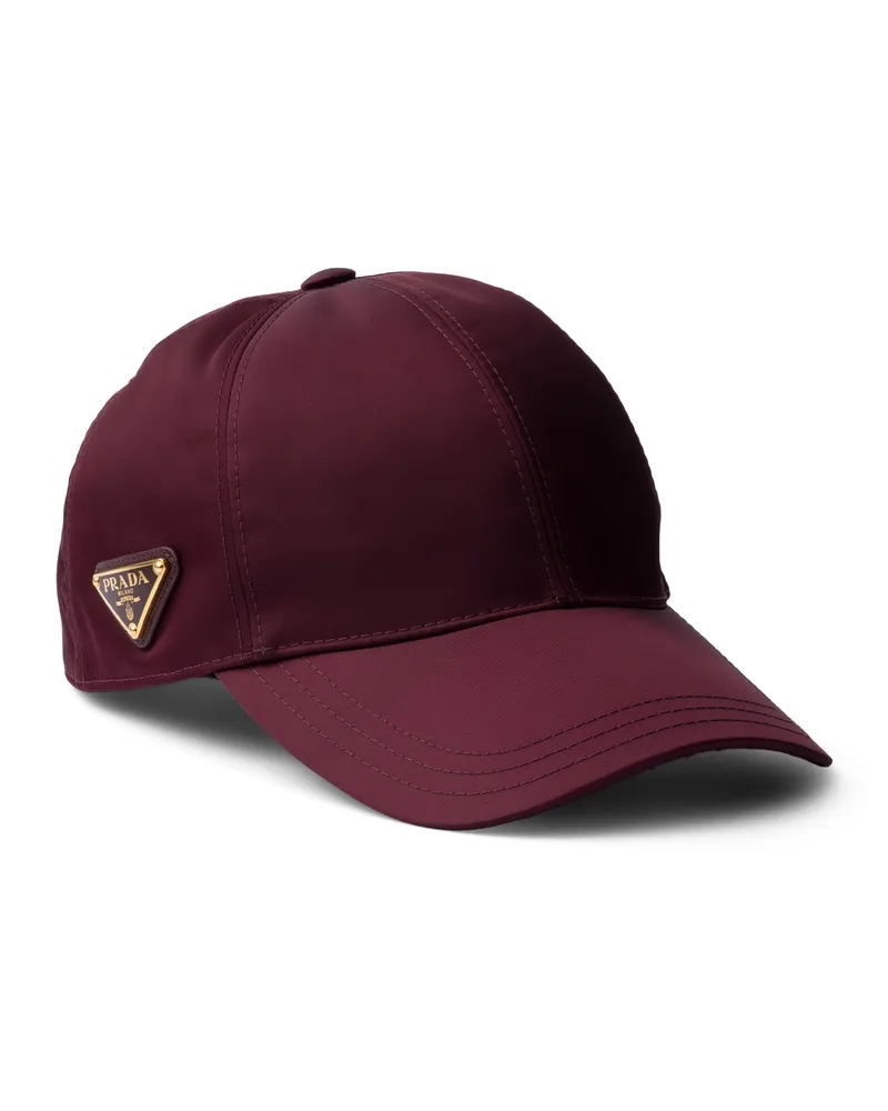 Prada Baseballkappe Aus Re-nylon, Damen, Burgunderrot, Größe Burgunderrot